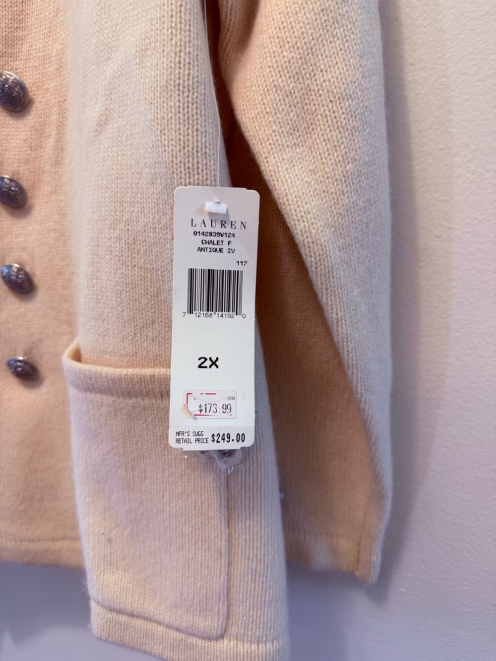 Ralph Lauren Cream Double-Breasted sweater - Picture 4 of 5